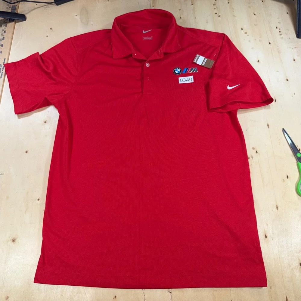 Nike Golf BMW M Performance Mens S Red Dri-FIT Polo Shirt Short Sleeve